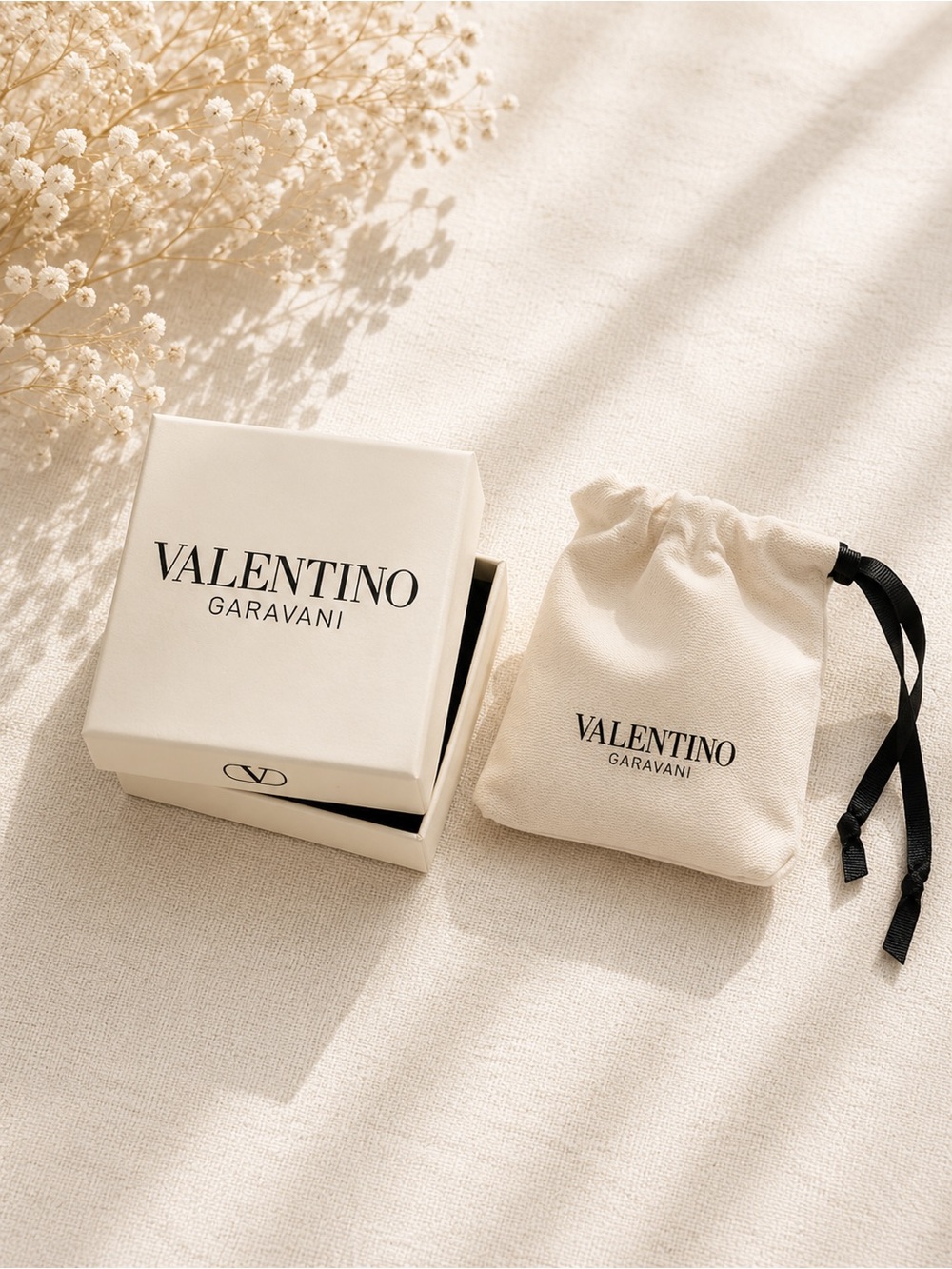 Valentino Garavani Cream and Black Logo Gift Box